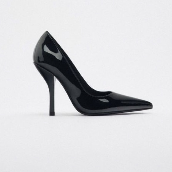 NWT. Zara Black Patent Effect High Heel Pumps. Size 9. - Picture 1 of 9